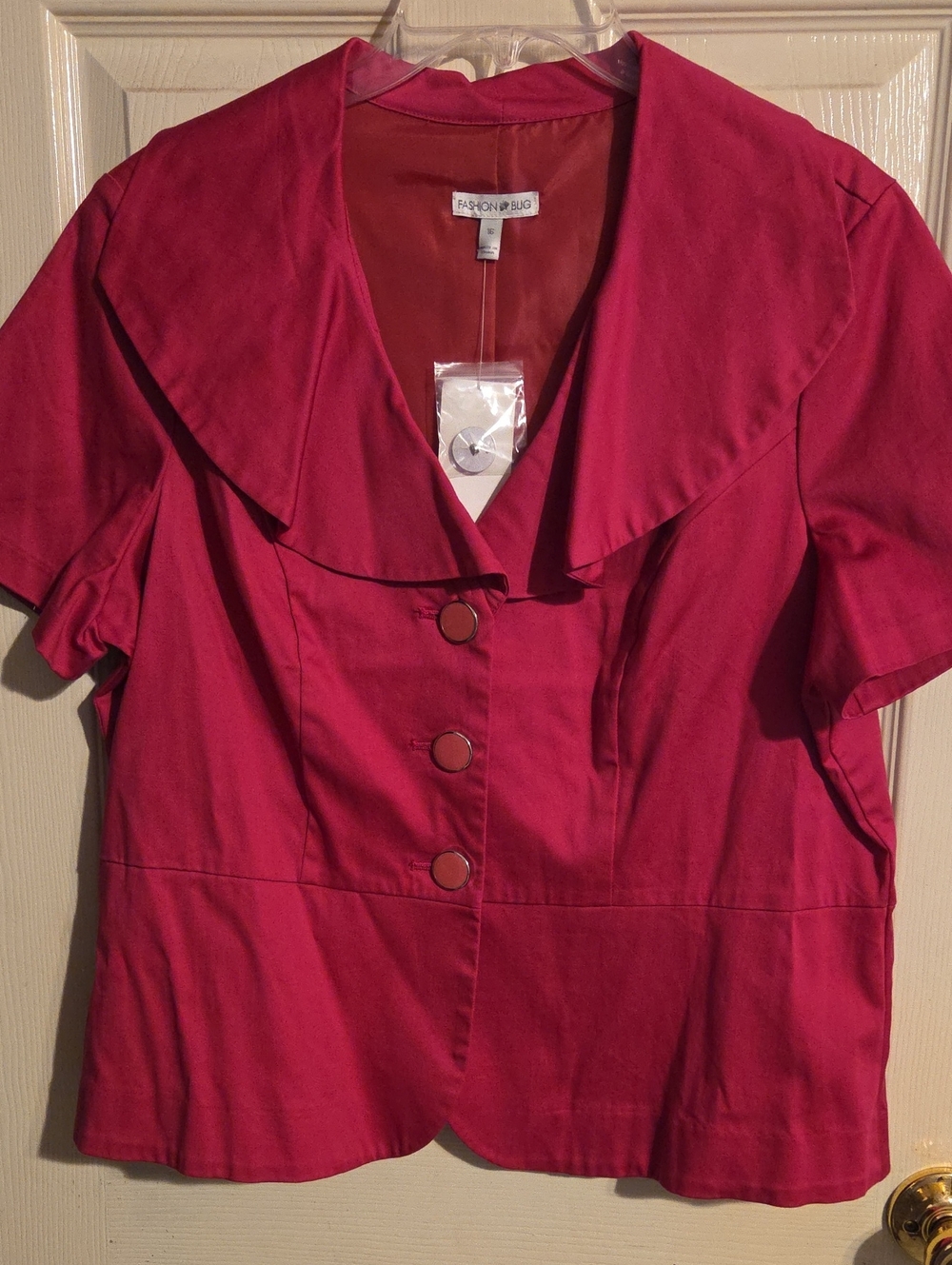 Vintage Fashion Bug Fuchsia Short Sleeve Button Front Blazer